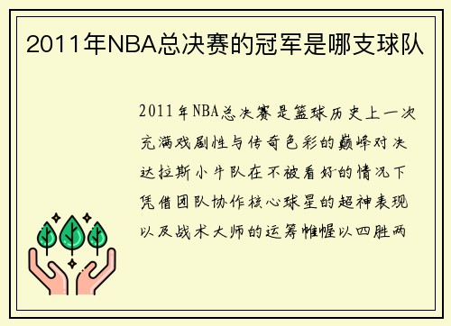 2011年NBA总决赛的冠军是哪支球队